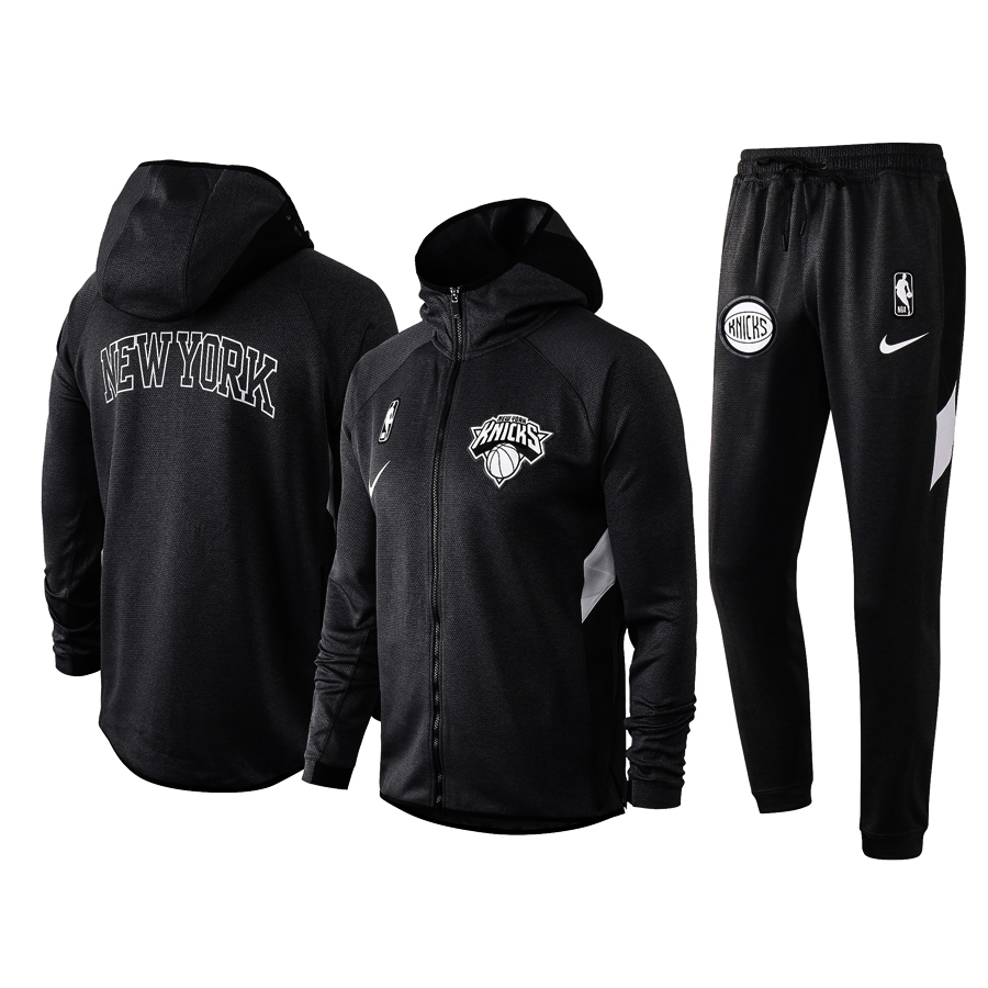Men's New York Knicks Black Warmup Hoodiesuit Men's New York Knicks Black Warmup Hoodiesuit